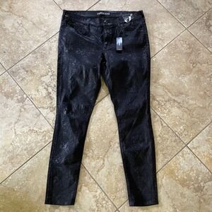 Express Jeans Skyscraper Mid Rise Black Snake Print Coated Skinny Pants 4R NWT